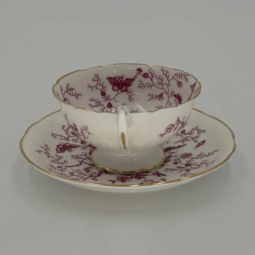 Vintage Coalport Cairo Pink Bone China Teacup and Saucer Set England